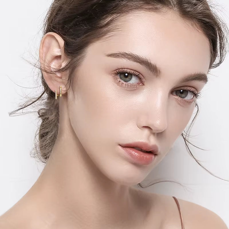 925 Sterling Silver Irregular Stud Earrings Cuff for Women Moissanite Diamond Parallel Lines Earrrings 2024 Trend Jewelry