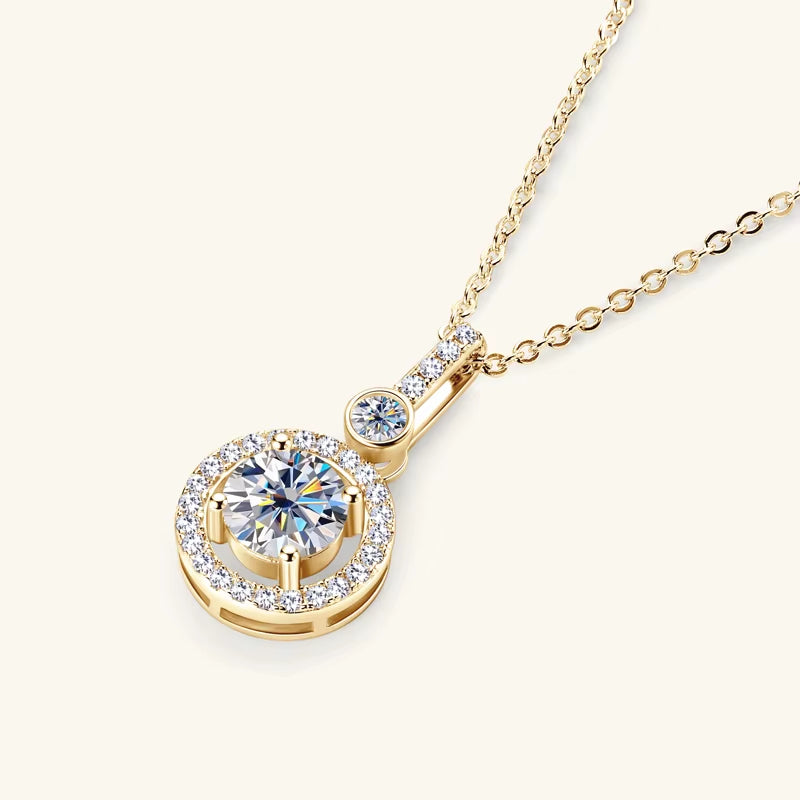 925 Sterling Silver Pendant Necklace Moissanite 6.5Mm 1.33CTW. round Cut Birthday Party Valentine Day Gift Women Jewelry