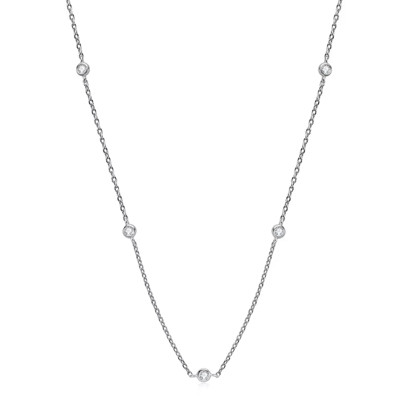 Real 2.5Mm Moissanite Chocker Necklace 100% 925 Stelring Silver Women Brilliant round Pendant Wedding Party Jewelry Gift