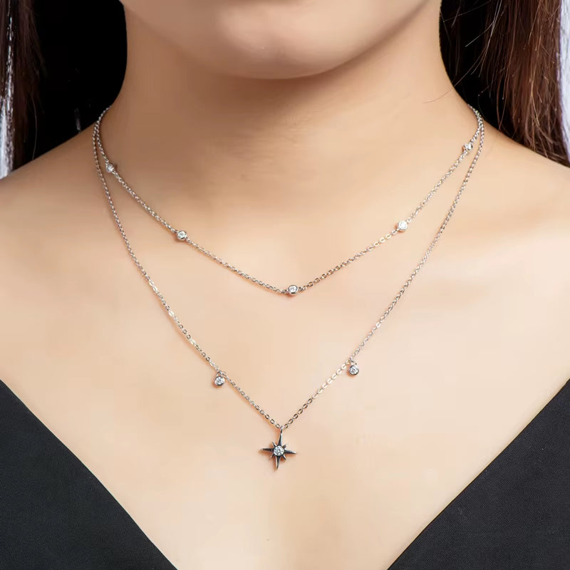 Real 2.5Mm Moissanite Chocker Necklace 100% 925 Stelring Silver Women Brilliant round Pendant Wedding Party Jewelry Gift