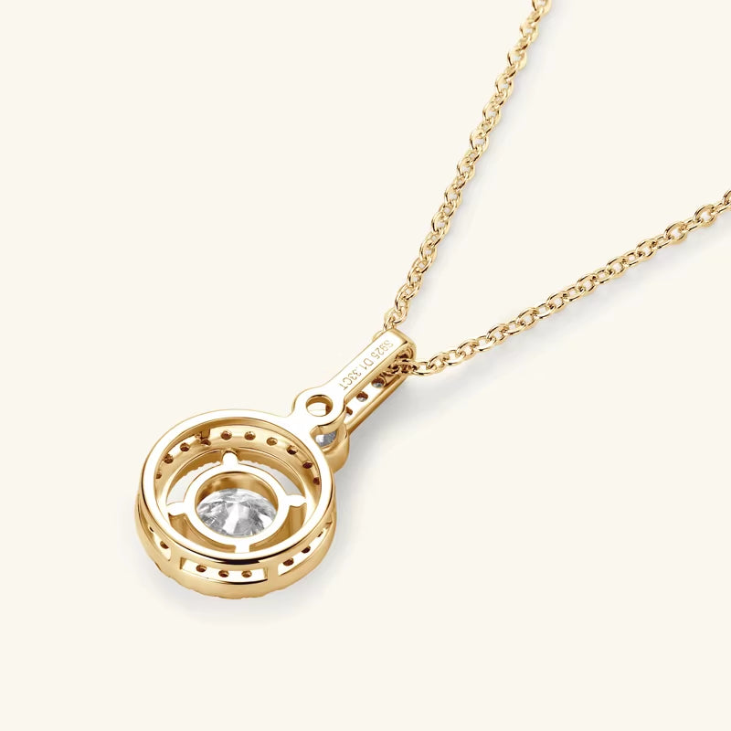 925 Sterling Silver Pendant Necklace Moissanite 6.5Mm 1.33CTW. round Cut Birthday Party Valentine Day Gift Women Jewelry