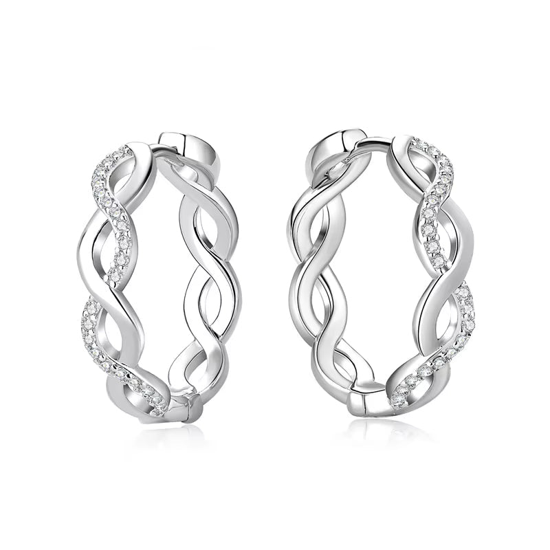 2023 New Twisted Hoop 925 Sterling Silver Earrings for Women Gift Pave Set D Color Moissanite Earrings Certified Wedding Jewelry