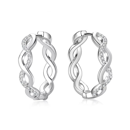 2023 New Twisted Hoop 925 Sterling Silver Earrings for Women Gift Pave Set D Color Moissanite Earrings Certified Wedding Jewelry