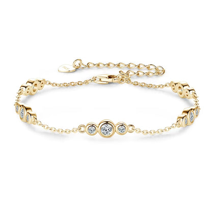 Anizw 2024 New 18K Gold Plated Bracelet 925 Silver Chain 2Mm D Color Bezel Moissanite Bracelets Fashion Women'S Jewelry Gifts