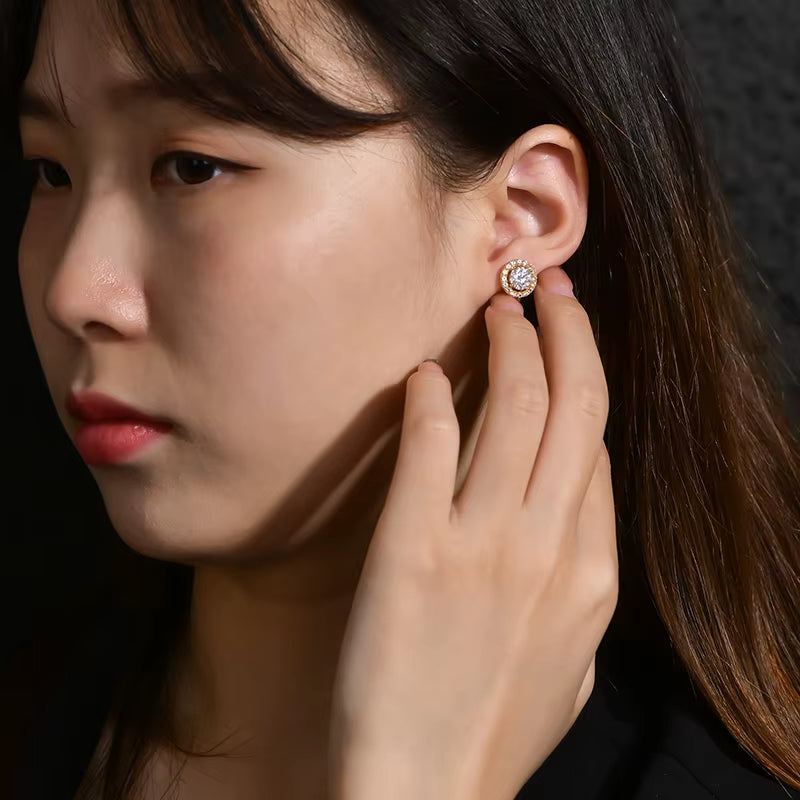 New Chamrs 1.0 Carat Moissanite D Color Diamond Detachable Stud Earrings for Women Solid 925 Sterling Silver Jewelry