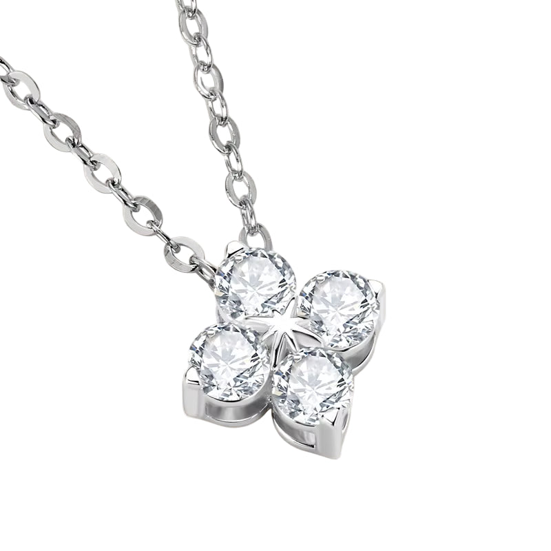 Lucky Clover Necklace Four Leaf Certified D0.40CT Moissanite Pendant Solid 925 Sterling Silver Women'S Charm Jewelry Gift