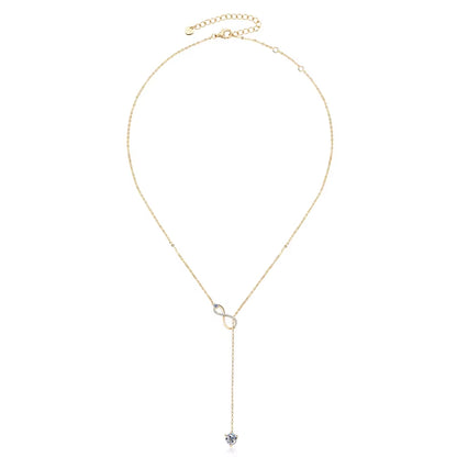 925 Silver Infinity Necklace for Women 6.5Mm D Color Moisasnite Pendant Y Shape Necklaces Anniversary Wedding Jewelry Gift