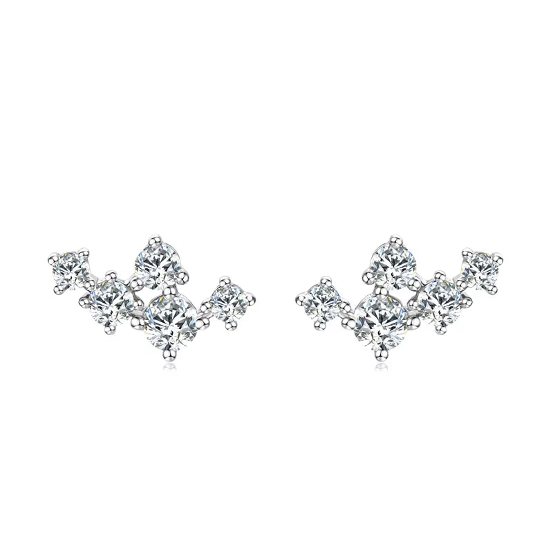 Original 925 Silver Cluster round Moissanite Stud Earrings 18K Gold Plated for Women Gift Wedding Party Jewelry Hypoallergenic