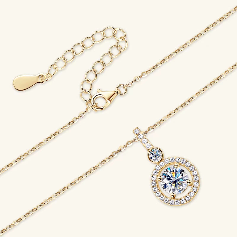 925 Sterling Silver Pendant Necklace Moissanite 6.5Mm 1.33CTW. round Cut Birthday Party Valentine Day Gift Women Jewelry
