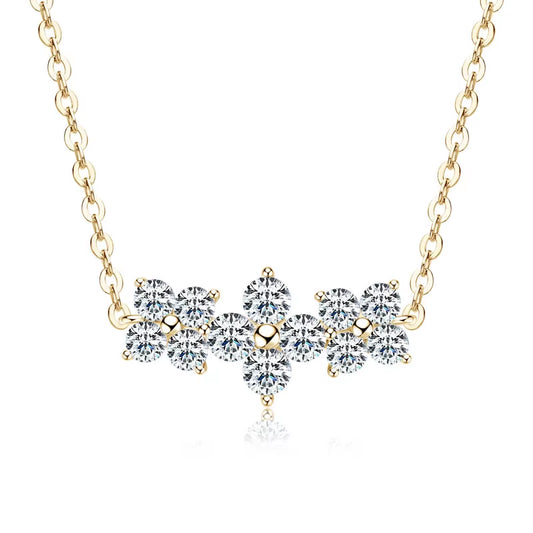 D0.88CT Four Leaf Clover Moissanite Pendant Necklace 925 Silver Adjustable Chain for Women Christmas Valentine'S Day Gift
