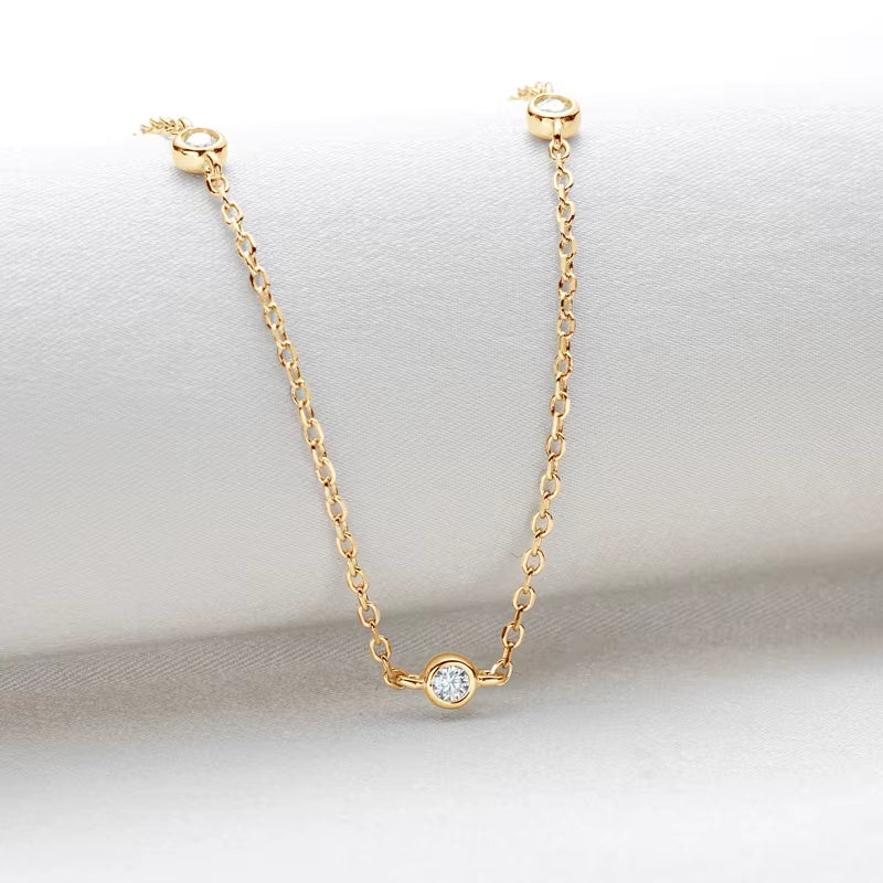 Real 2.5Mm Moissanite Chocker Necklace 100% 925 Stelring Silver Women Brilliant round Pendant Wedding Party Jewelry Gift