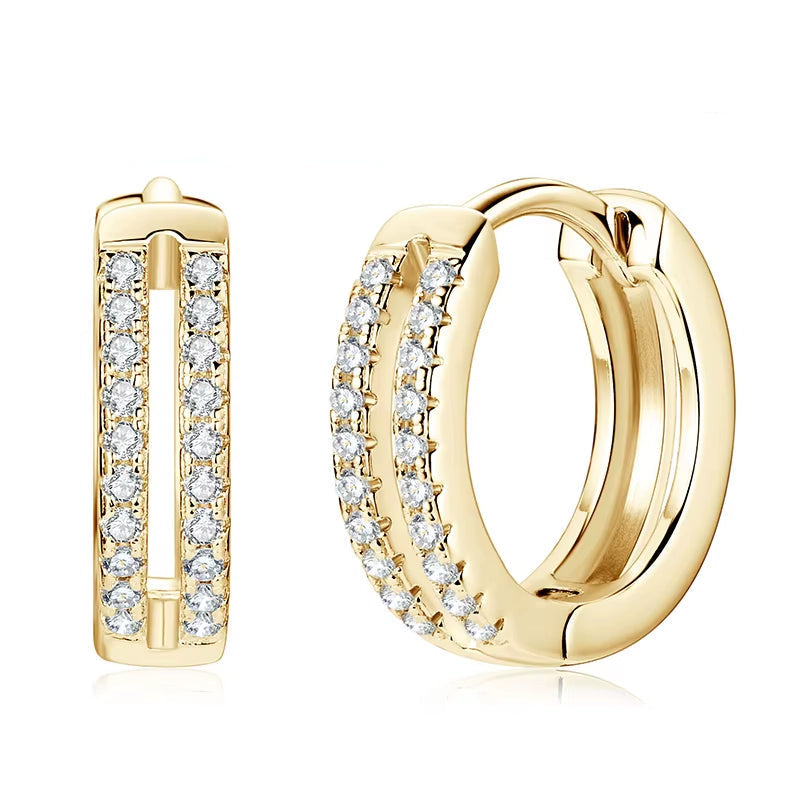 Moissanite Double Row Hoop Earrings S925 Silver 2024 Trendy Earrings Valentine'S Gift for Women Wedding Daily Wear Jewelry
