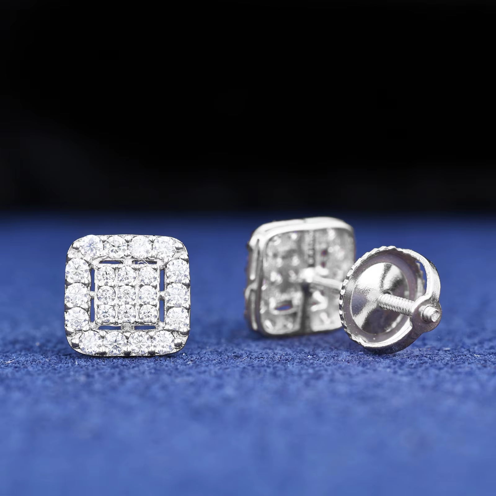 10K Moissanite White Gold Stud Earrings for Women Men Sparking Wedding Party Iced Out Ear Jewelry Real Gold Christmas