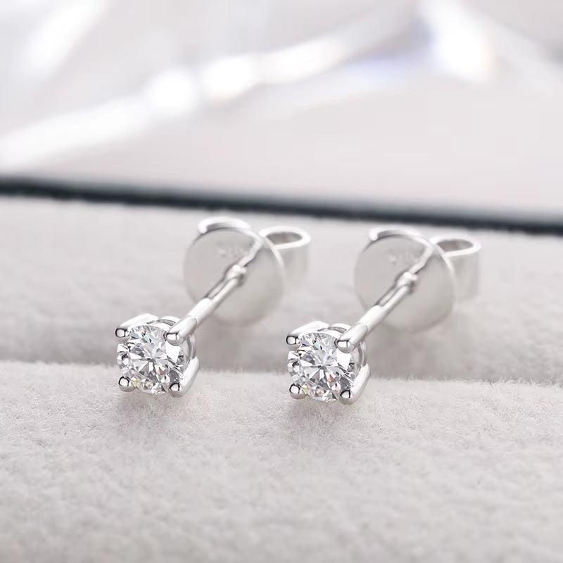 Classic 4 Claw Stud  3/4//5/6.5Mm Lab Grown Diamond 14K Real Gold Ear Studs Men Fine Jewlery Wedding Gifts
