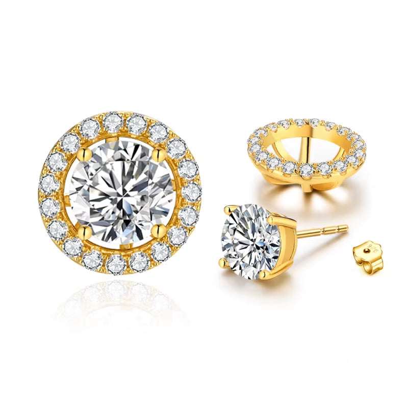 New Chamrs 1.0 Carat Moissanite D Color Diamond Detachable Stud Earrings for Women Solid 925 Sterling Silver Jewelry