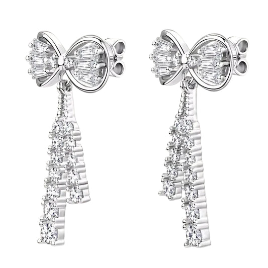 Korean D Color Moissanite Drop Earrings Original Silver 925 Bow Tassel Earrings for Women Gifts Jewelry with Certificate