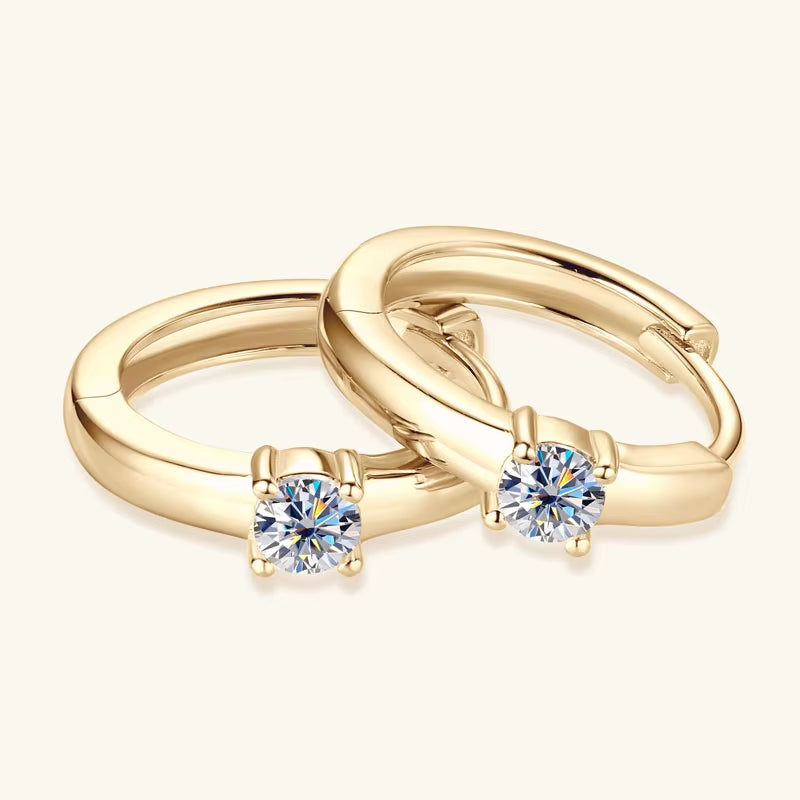 10K Real Gold Hoop Earrings for Women 2.5Mm D Color Moissanite Diamond Earrings Mini Hoops Yellow Gold Wedding Jewelry with GRA