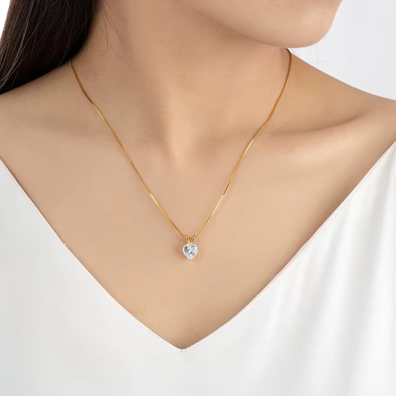 Real 2.0 Carat Heart Shape Moissanite Pendant Necklace D Color Diamond for Women Silver 925 Sparkling Wedding Party Jewelry Gift