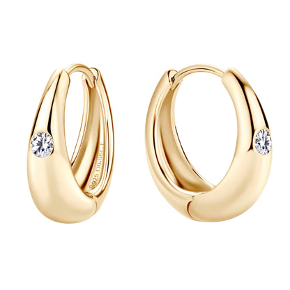 Chunky Hoops 2.5Mm D Color Moissanite Thick Huggie Earring Gold Plated 925 Silver Piercing Earrings for Women Jewelry Gift