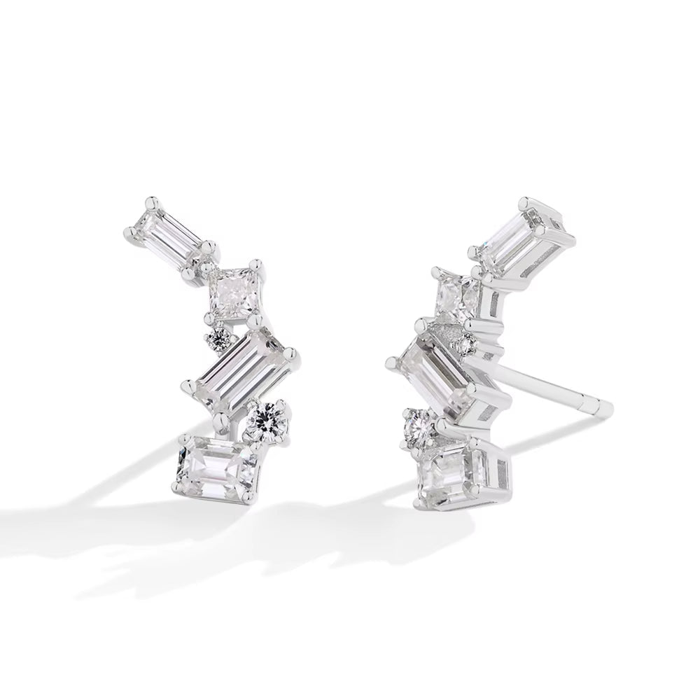 Sparkling Full D VVS1 Color Moissanite Stud Earrings for Women Pure 10K 14K 18K Yellow Gold 925 Silver Fine Jewelry New