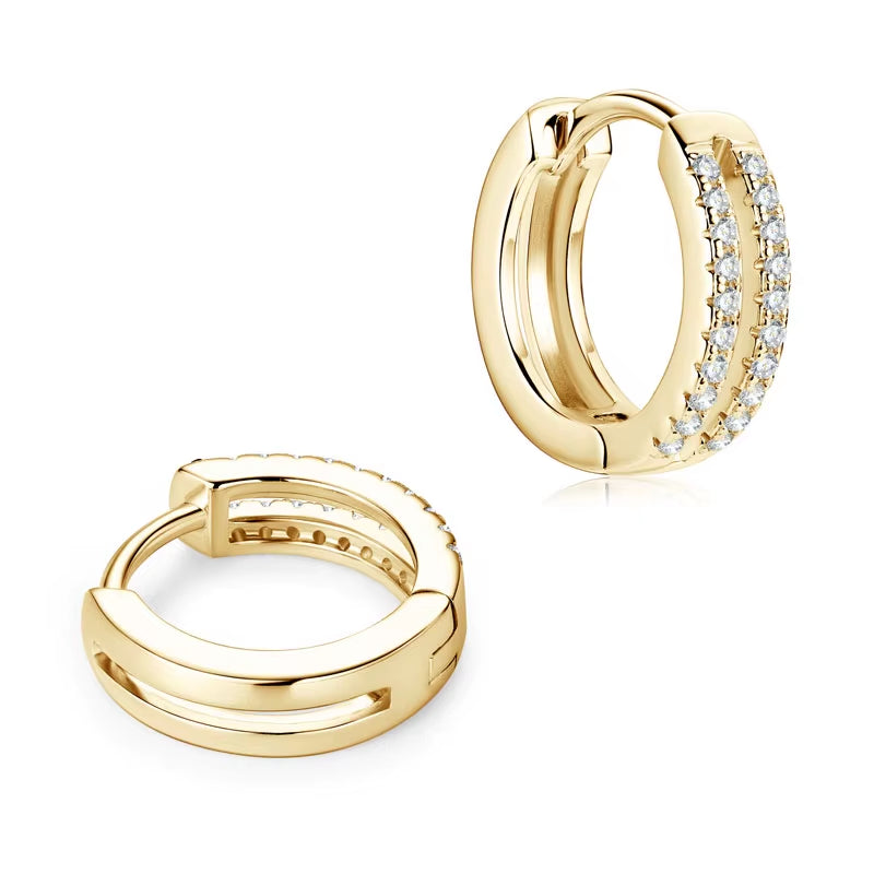 Moissanite Double Row Hoop Earrings S925 Silver 2024 Trendy Earrings Valentine'S Gift for Women Wedding Daily Wear Jewelry