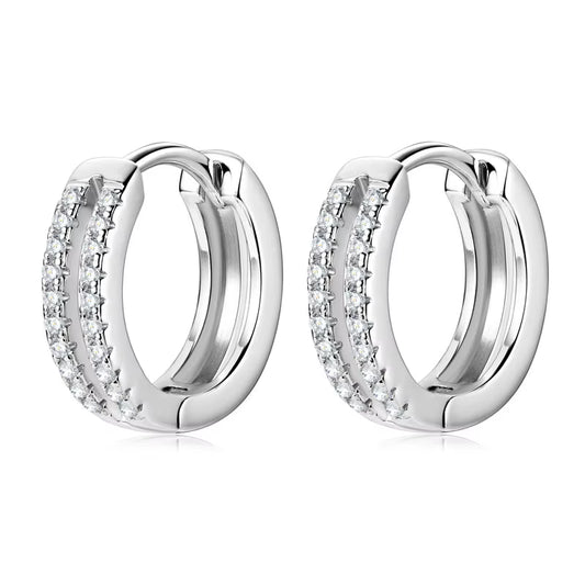 Moissanite Double Row Hoop Earrings S925 Silver 2024 Trendy Earrings Valentine'S Gift for Women Wedding Daily Wear Jewelry