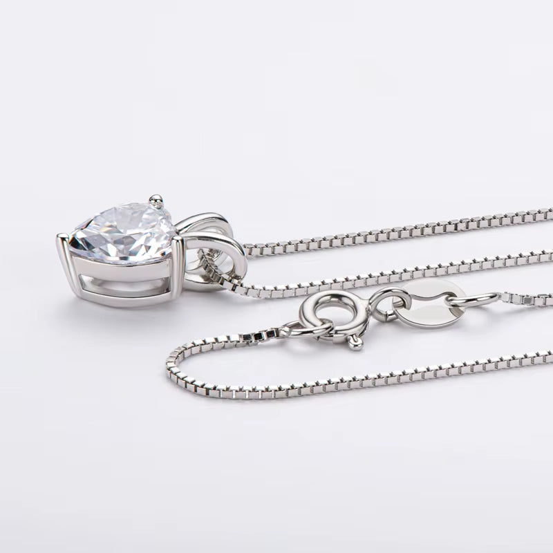 Real 2.0 Carat Heart Shape Moissanite Pendant Necklace D Color Diamond for Women Silver 925 Sparkling Wedding Party Jewelry Gift