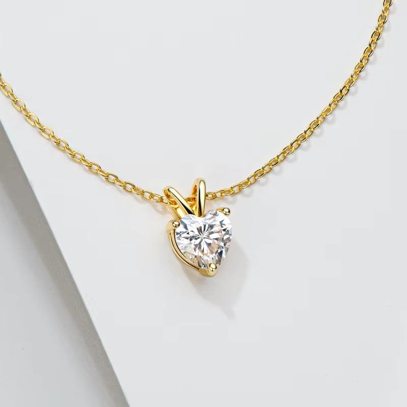 Real 2.0 Carat Heart Shape Moissanite Pendant Necklace D Color Diamond for Women Silver 925 Sparkling Wedding Party Jewelry Gift