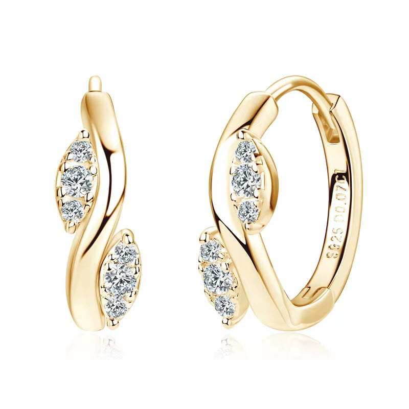 Women'S Hoop Leaf Moissanite Piercing Earrings Original 925 Sterling Silver Simple Small Earrings Fine Jewelry Daily Wear