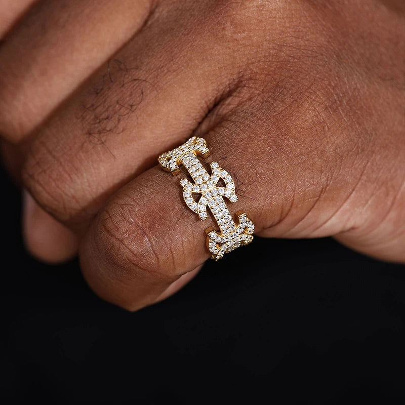 New Unisex D Color VVS1 Moissanite Byzantine Finger Rings Iced Out Solid 925 Sterling Silver Hip Hop Party Jewelry Accessories