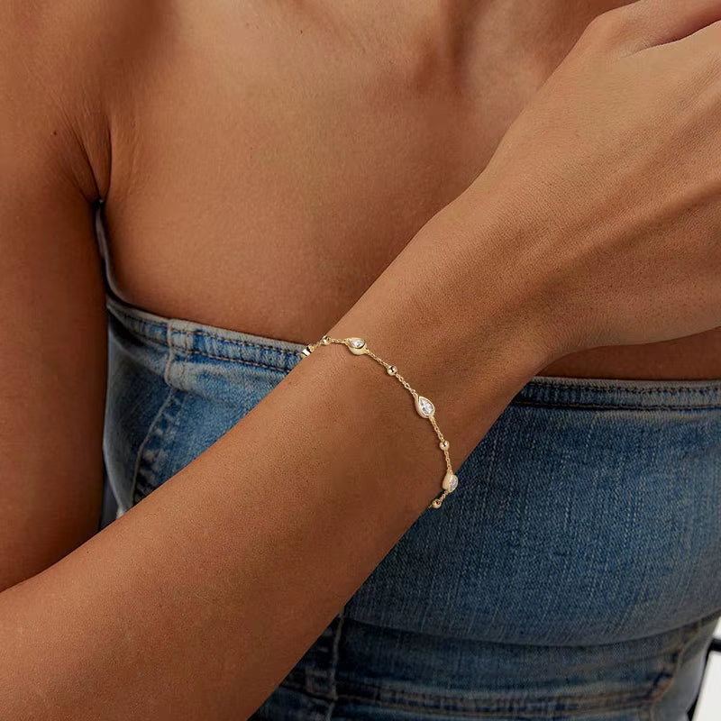 Anizw Teardrop Waterdrop Moissanite Bracelets for Women 925 Silver Certified Pear-Shaped Cut Lab Diamond Hand Jewelry 2025 Trend