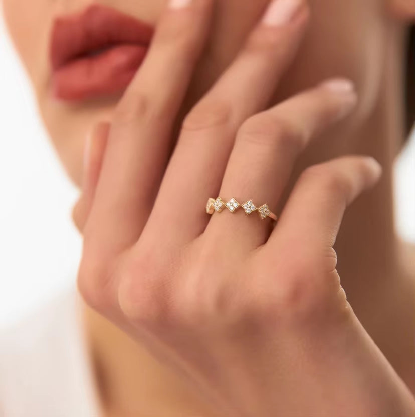 1.5Mm Moissanite Clover Flower Ring for Women 925 Sliver Engagement Wedding Rings Band Lucky Charm Finger Jewelry 2025 New