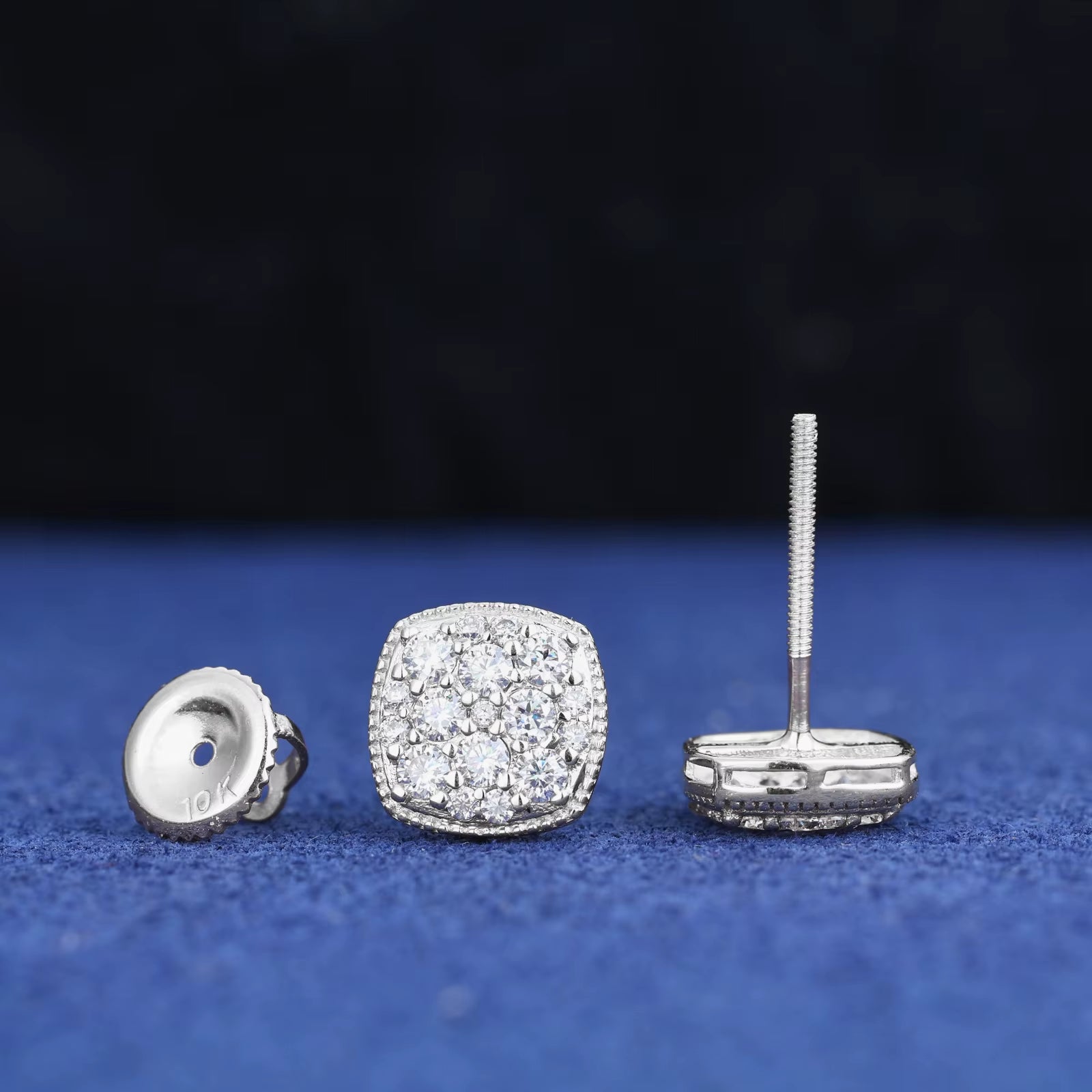 10K Real Gold Moissanite Screw Back Stud Earring for Women Brilliant White Gold Earring Wedding Jewelry Christmas Gift