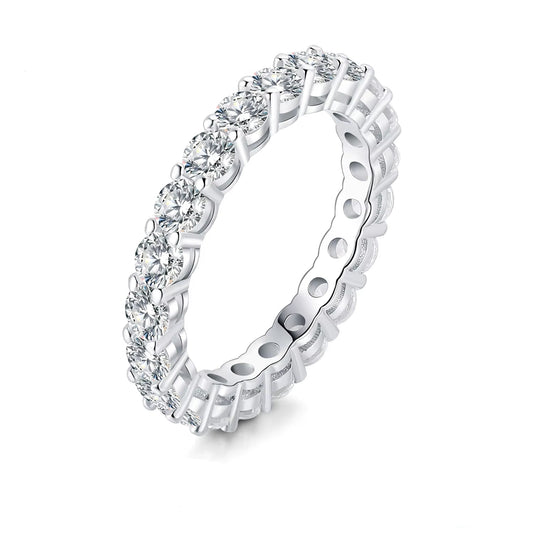 Moissanite D Color 2.1Ct round 925 Sterling Silver Wedding Band Stackable Ring for Woman Yellow Rose Gold Plated