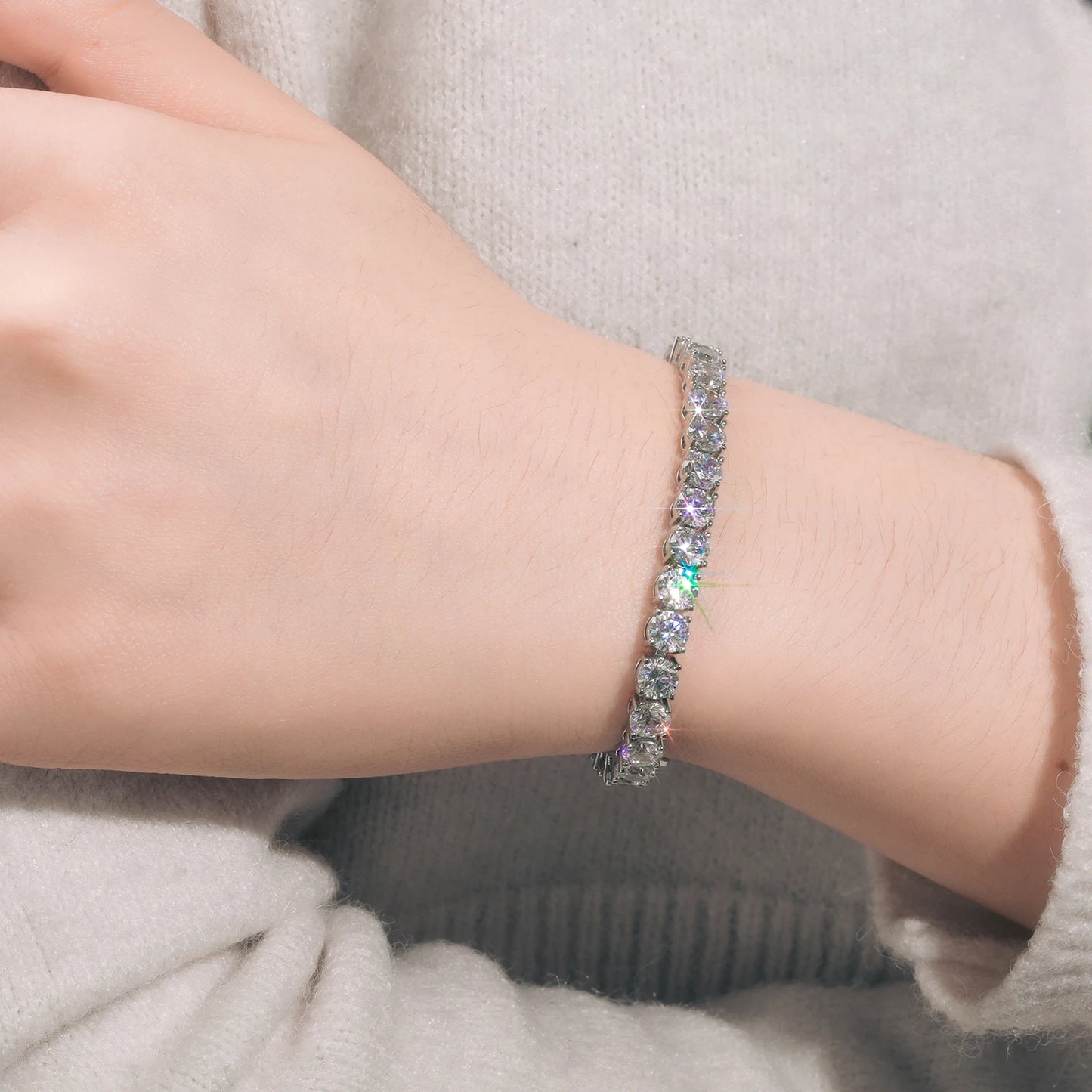 D VVS1 Moissanite Tennis Bracelet Original S925 Sterling Silver Plated 18K White Gold with GRA Bracelets for Women Man