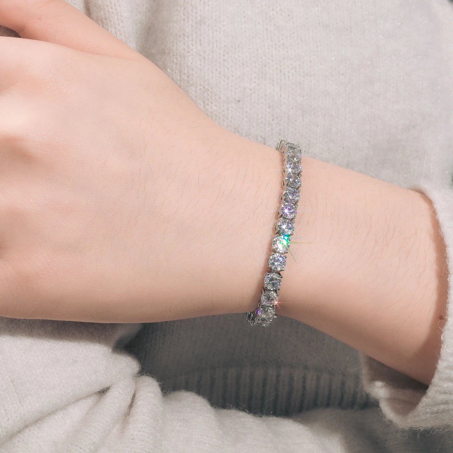 D VVS1 Moissanite Tennis Bracelet Original S925 Sterling Silver Plated 18K White Gold with GRA Bracelets for Women Man