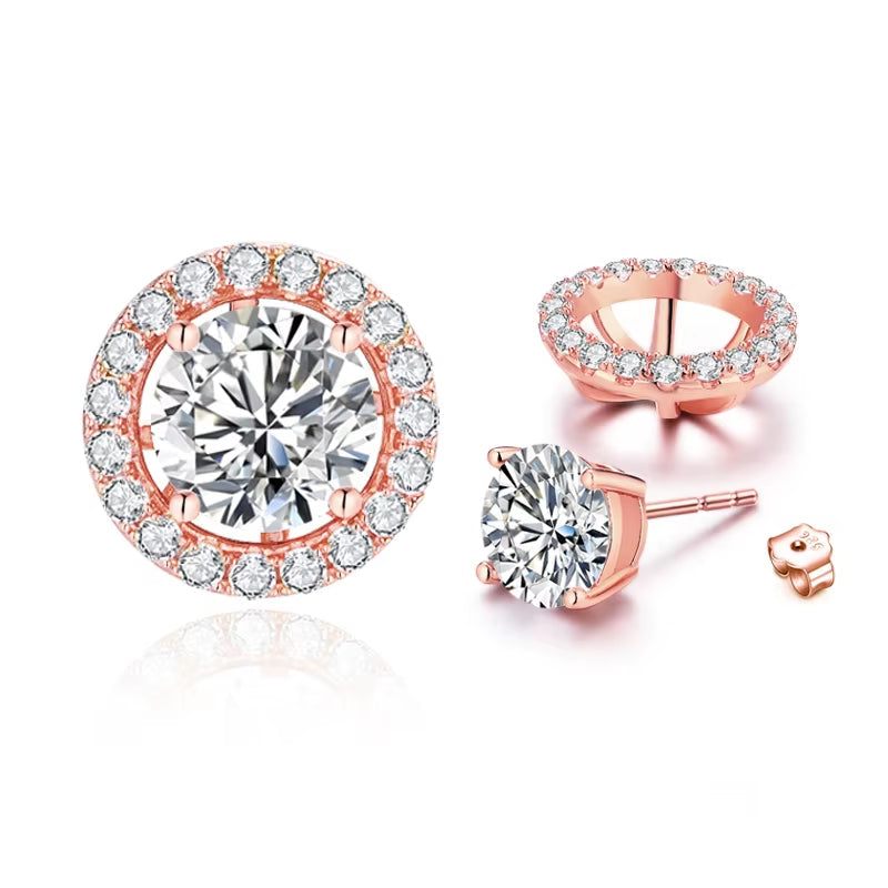 New Chamrs 1.0 Carat Moissanite D Color Diamond Detachable Stud Earrings for Women Solid 925 Sterling Silver Jewelry