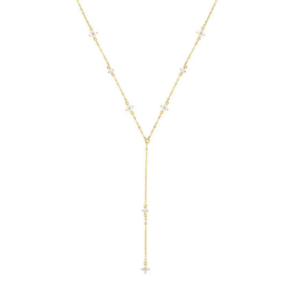 Moissanite Long Tassel Pendant Necklace 925 Silver Four Clover Flower Y Chain Necklace for Women Valentine Gift Trend 2024