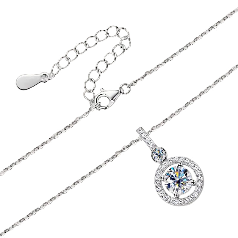 925 Sterling Silver Pendant Necklace Moissanite 6.5Mm 1.33CTW. round Cut Birthday Party Valentine Day Gift Women Jewelry