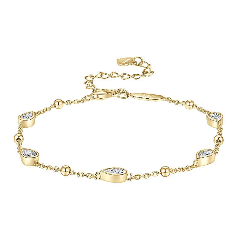 Anizw Teardrop Waterdrop Moissanite Bracelets for Women 925 Silver Certified Pear-Shaped Cut Lab Diamond Hand Jewelry 2025 Trend