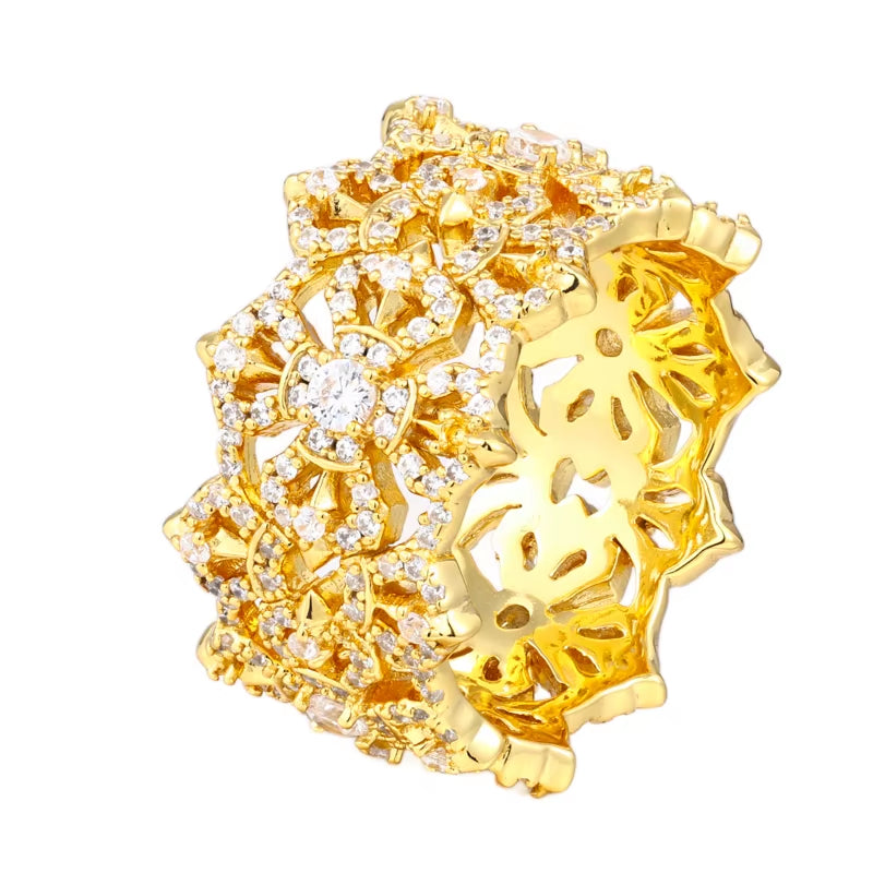 New Iced Out Cross Vajra Ring Sparkling Moissanite 925 Sterling Silver 18K Gold Plated Men'S Hip Hop Religion Party Jewelry Gift