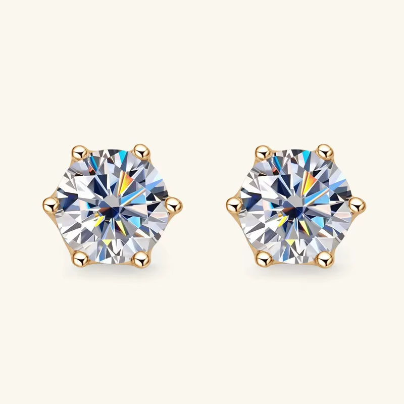 100% 10K Gold Stud Earrings 0.5Ct 1.0Ct round Cut Moissanite Diamond Earrings for Men & Women Certified Real Yellow Gold Jewelry