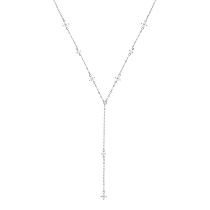 Moissanite Long Tassel Pendant Necklace 925 Silver Four Clover Flower Y Chain Necklace for Women Valentine Gift Trend 2024