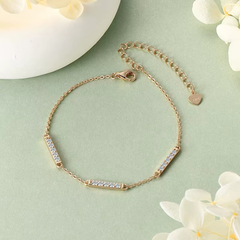 2024 Trend Moissanite Bracelet Plated 18K Gold 925 Silver Hand Chain Fashion Bracelets for Women Gifts Jewelry with Certificate