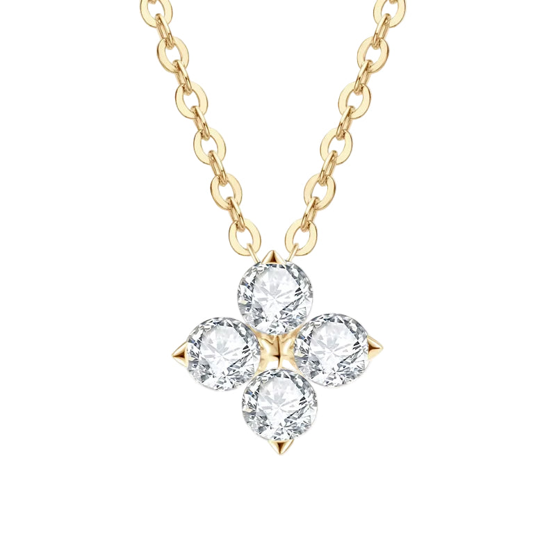 Lucky Clover Necklace Four Leaf Certified D0.40CT Moissanite Pendant Solid 925 Sterling Silver Women'S Charm Jewelry Gift