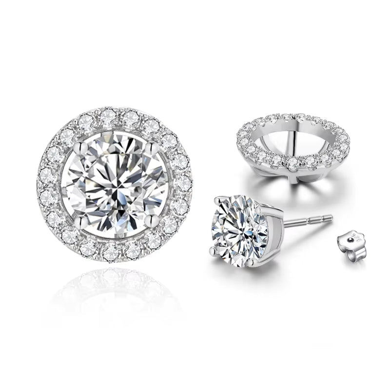 New Chamrs 1.0 Carat Moissanite D Color Diamond Detachable Stud Earrings for Women Solid 925 Sterling Silver Jewelry