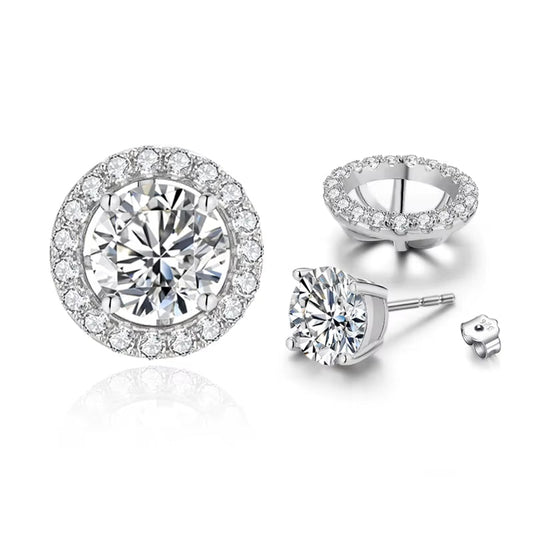 New Chamrs 1.0 Carat Moissanite D Color Diamond Detachable Stud Earrings for Women Solid 925 Sterling Silver Jewelry