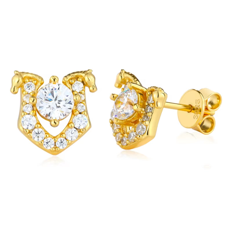 2025 New 925 Sterling Silver Horse Stud Earrings DVVS Moissanite Hypoallergenic Sparkling Party Daily Jewelry Gift for Women Men