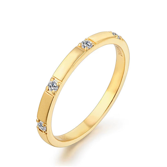 Round Cut D Color VVS1 Moissanite 18K Yellow Gold Plated Engagement Wedding Band Moissanite Lab Grown Diamond Ring for Women