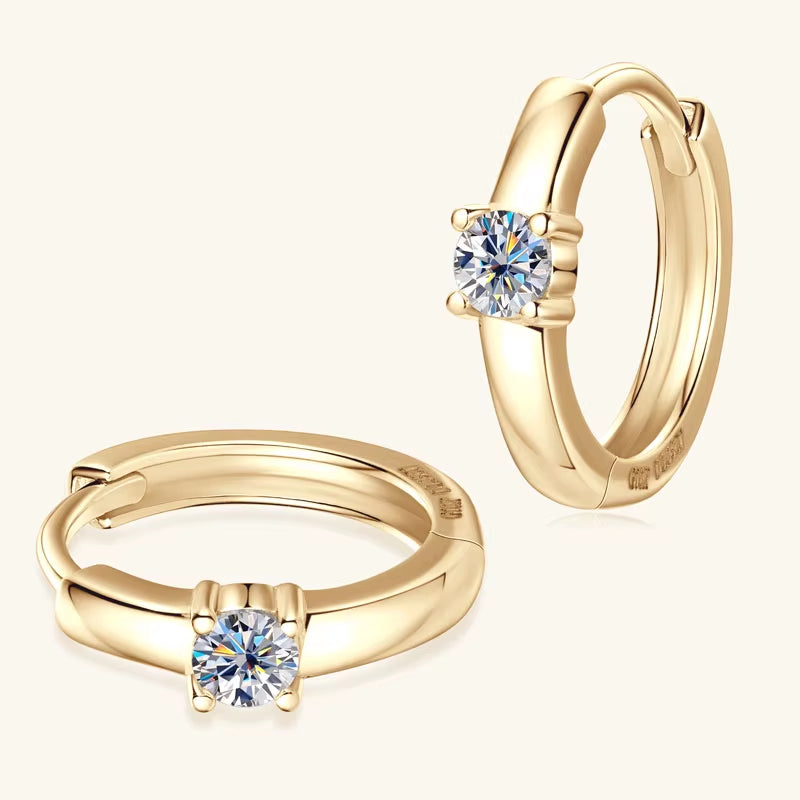 10K Real Gold Hoop Earrings for Women 2.5Mm D Color Moissanite Diamond Earrings Mini Hoops Yellow Gold Wedding Jewelry with GRA
